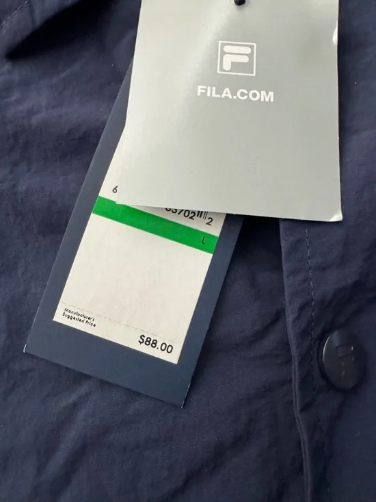 New men’s Fila Navy Windbreaker Coach Jacket with White Logo large - Picture 3 of 3